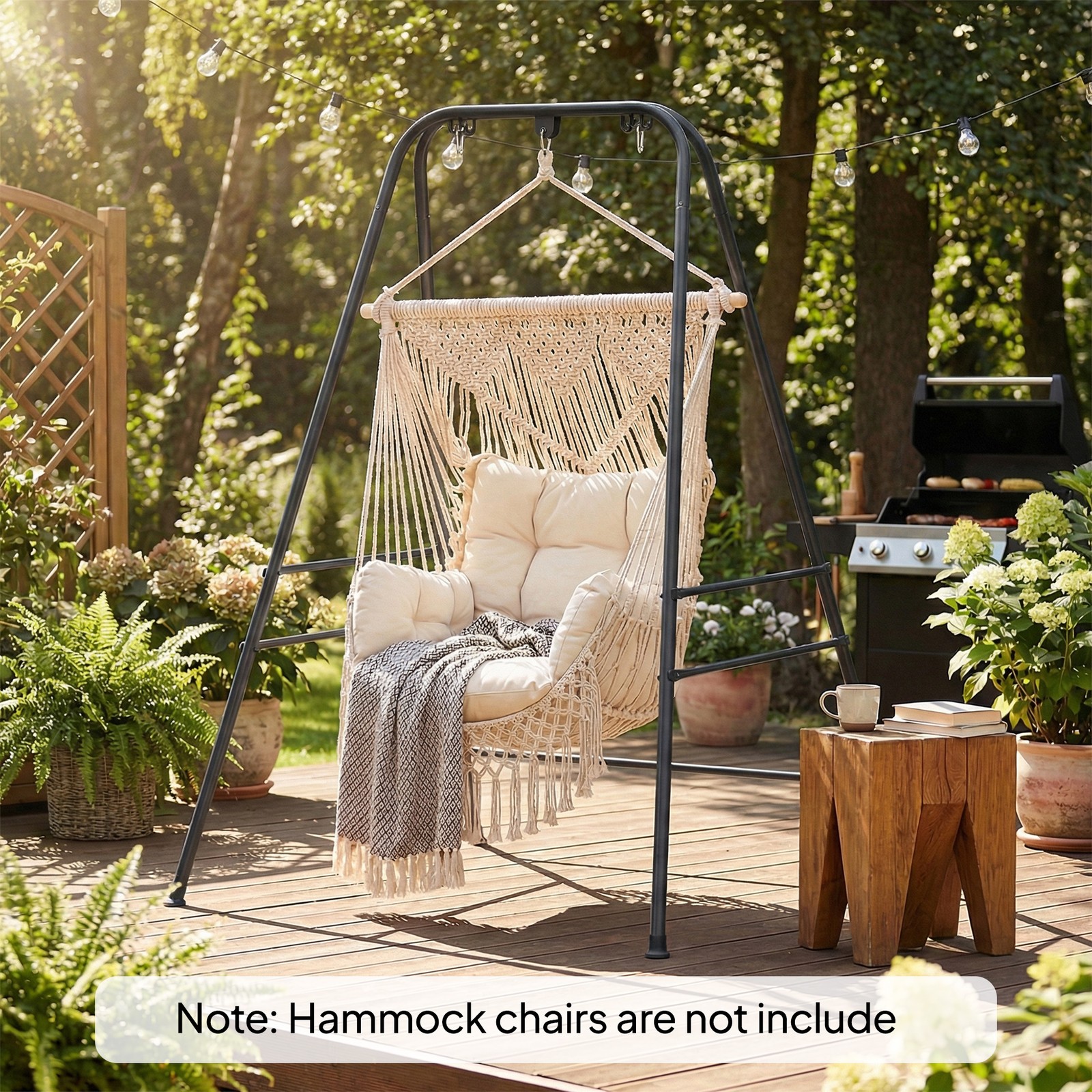 Hammock Chair Stand, Heavy Duty Hanging Swing Chair, Black