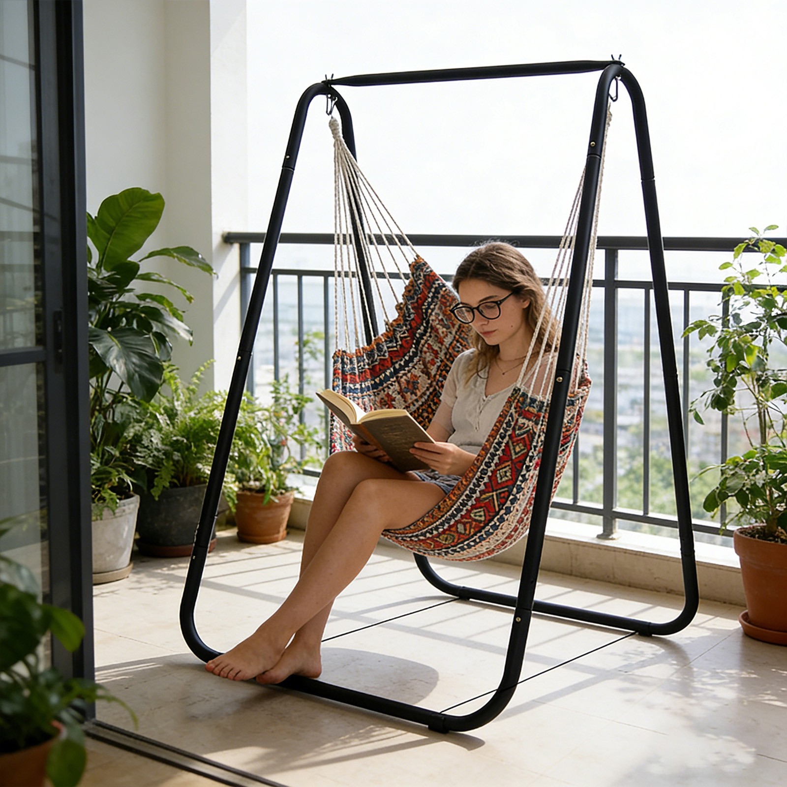 Hammock Chair Stand, Hanging Chair Stand Only, 330 LBS, Black