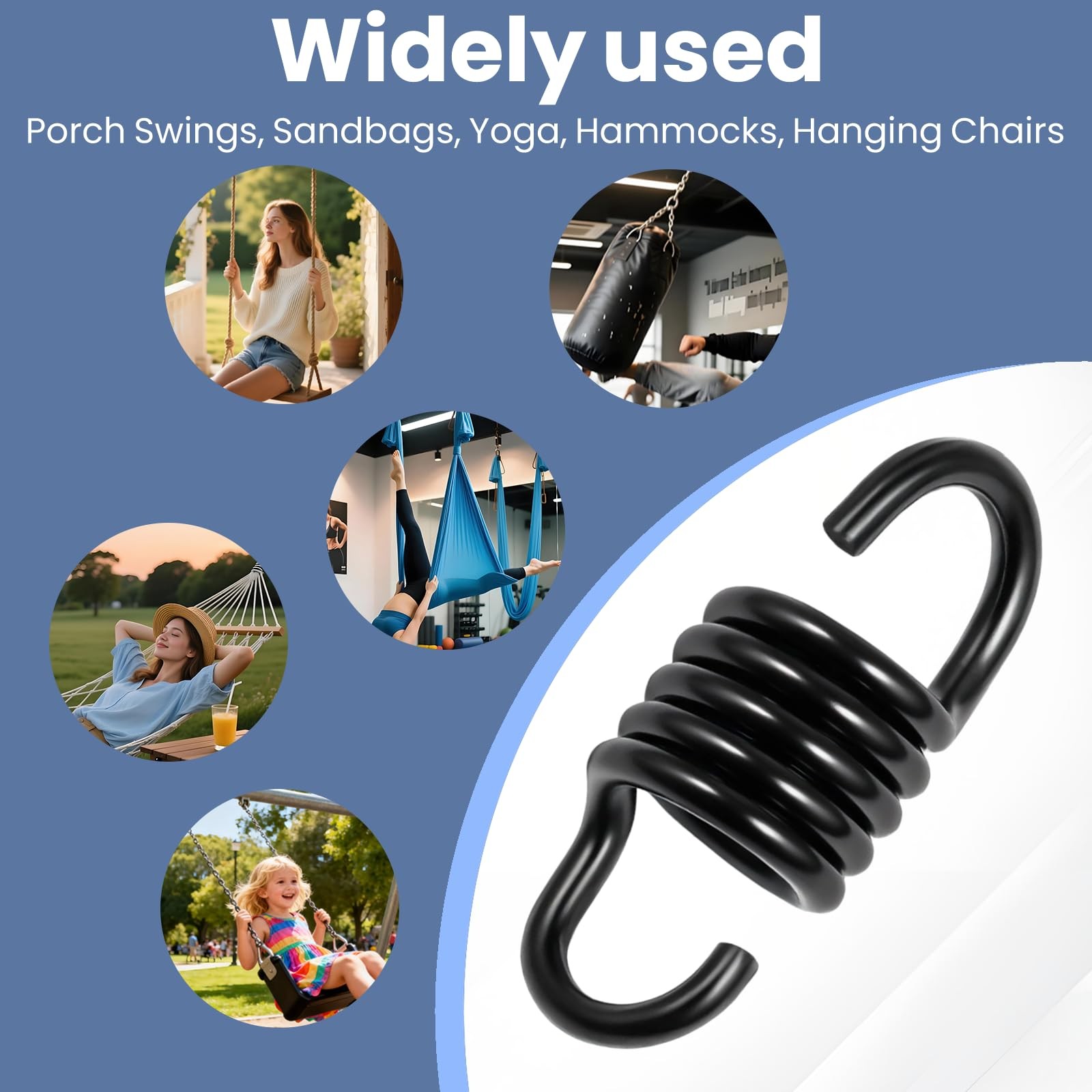 2 PCS Heavy Duty 304 Stainless Steel Porch Swing Springs 1000 LB Capacity