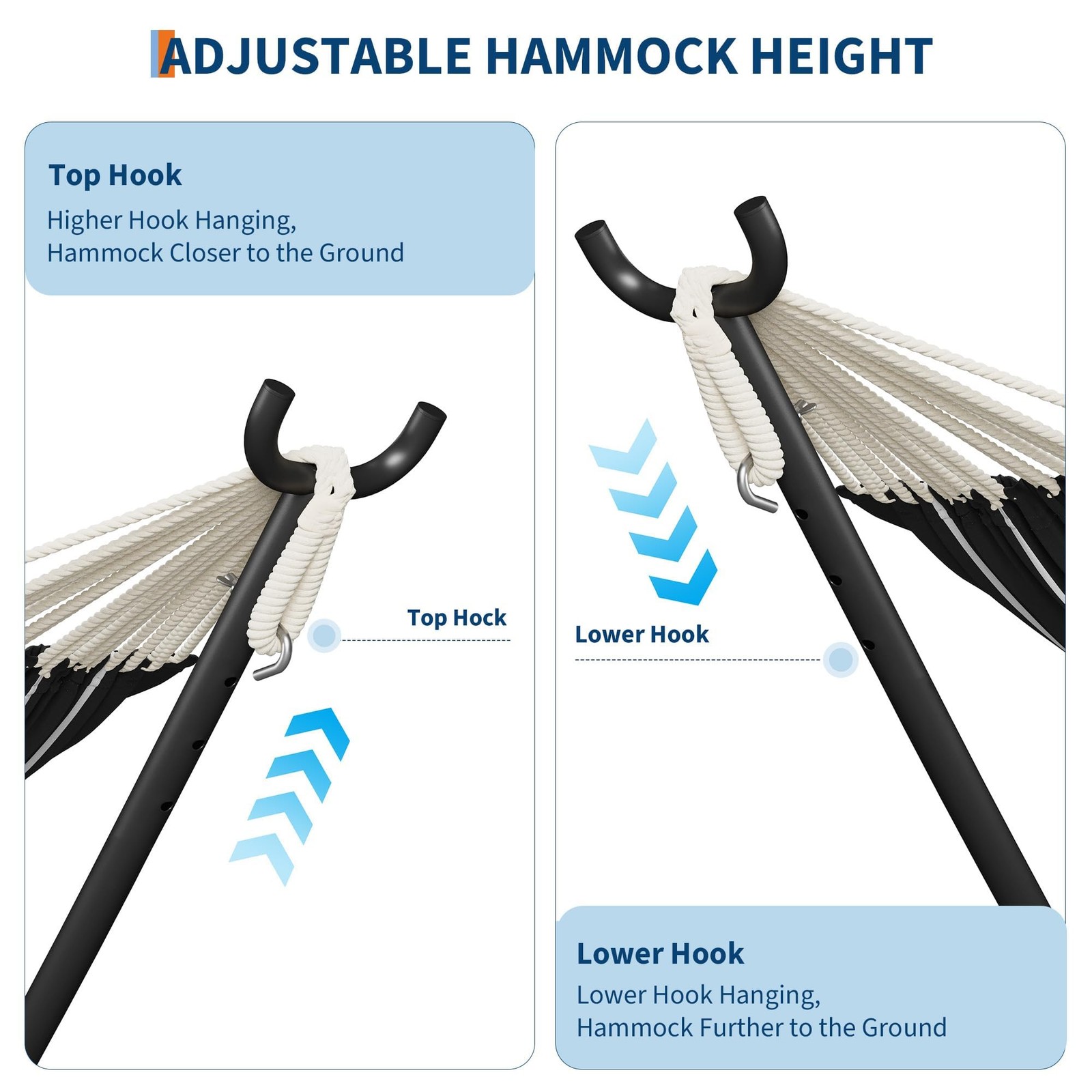 450 lbs Adjustable Portable Double Hammock Chair W/Steel Frame for Camping,Yard