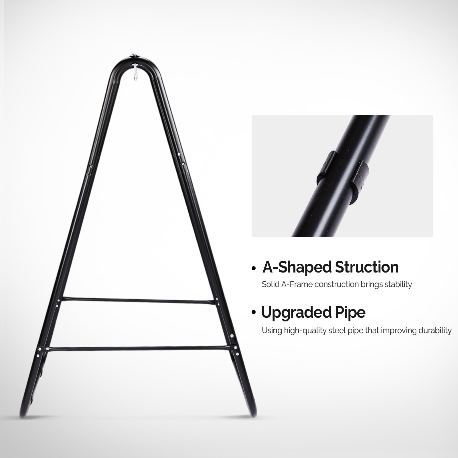Outdoor Hammock Chair Stand Only, Swing Stand with 2 Hooks, Max Load 600lbs