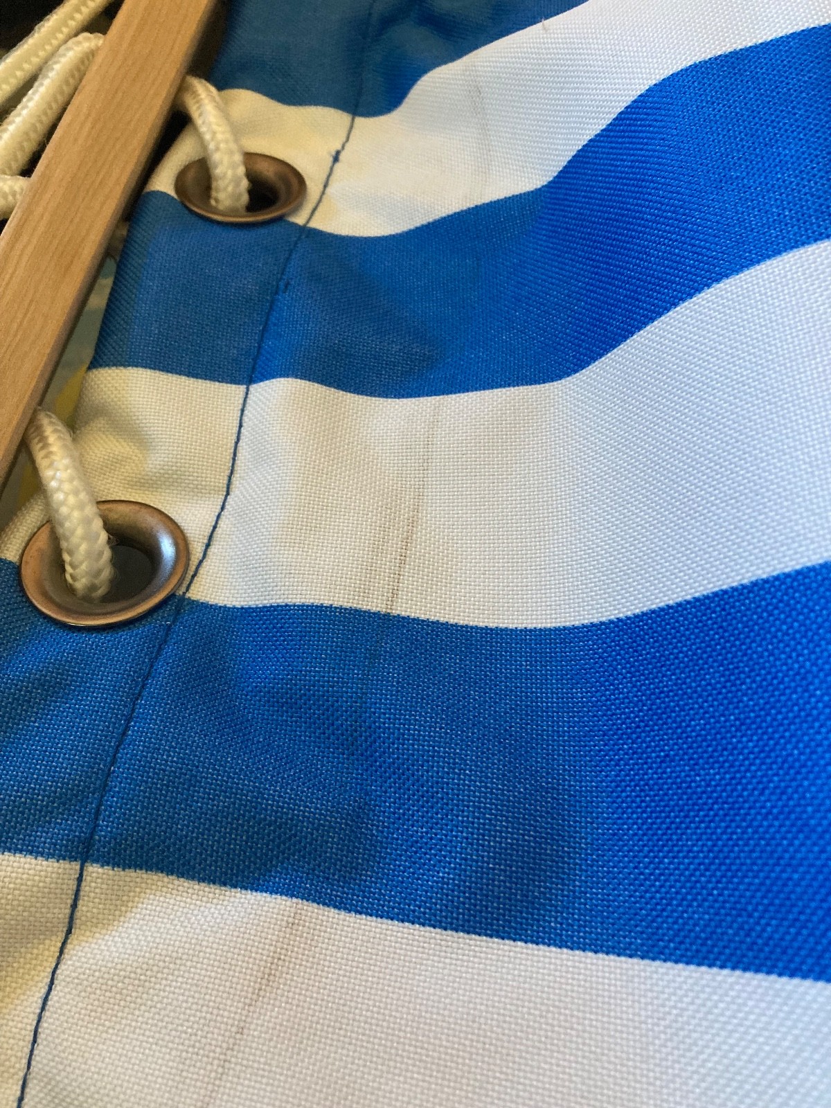 Backyard Hammock in Carry Bag Blue White Striped Polyester 67 x 24″
