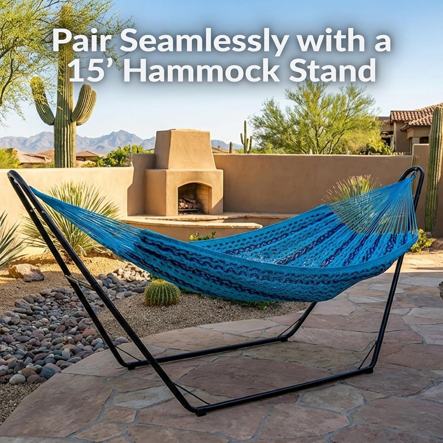 Handwoven Cotton Nylon Hammock XXL Capacity Outdoor Double Lounge Patio