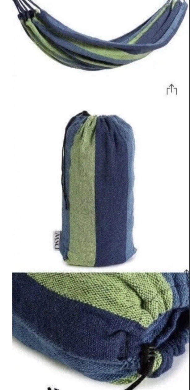 DSW Sanuk Hammock Blue Green Stripe Cloth With Drawstring Carrying Bag(NEW)