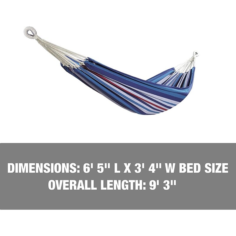 Cotton Polyester Portable Hand Woven Hammock W/ Drawstring Bag & Hardware New US