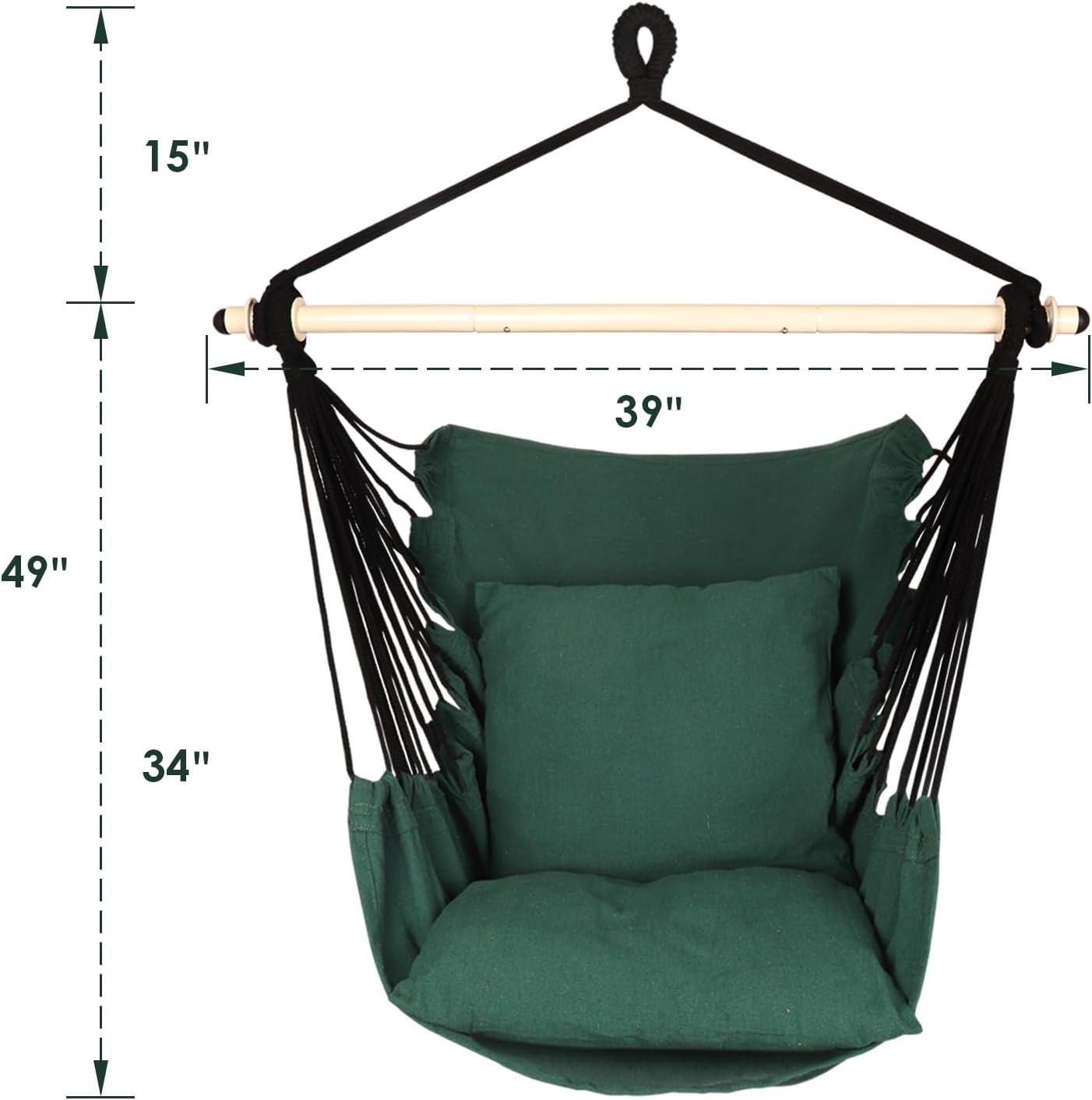 Versatile Hanging Hammock Chair – Durable for Indoor/Outdoor – 500 lbs Capacity