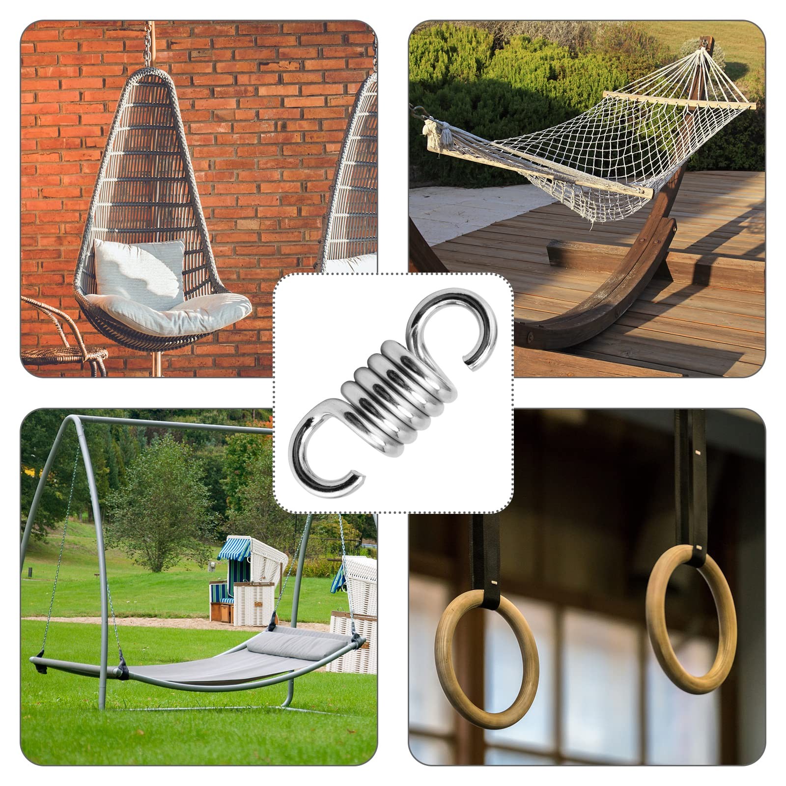 4 PCS 4 Inch 700Lbs Capacity Hammock Chair Spring Heavy Duty Porch Swing