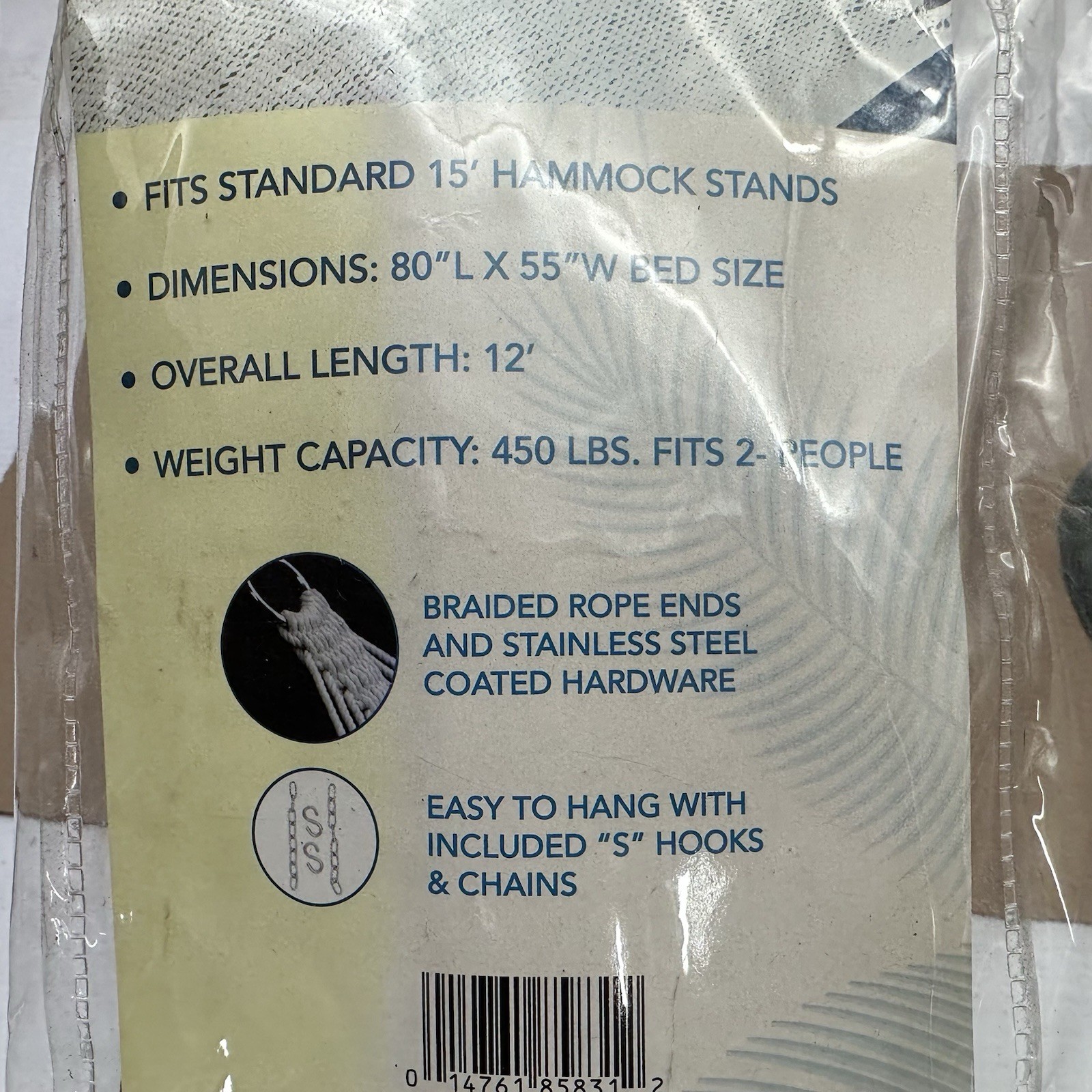 Bliss Hammocks 2 Person White Rope hammock w/ Wood Spreader Bars 55″ x 80″ VGUC