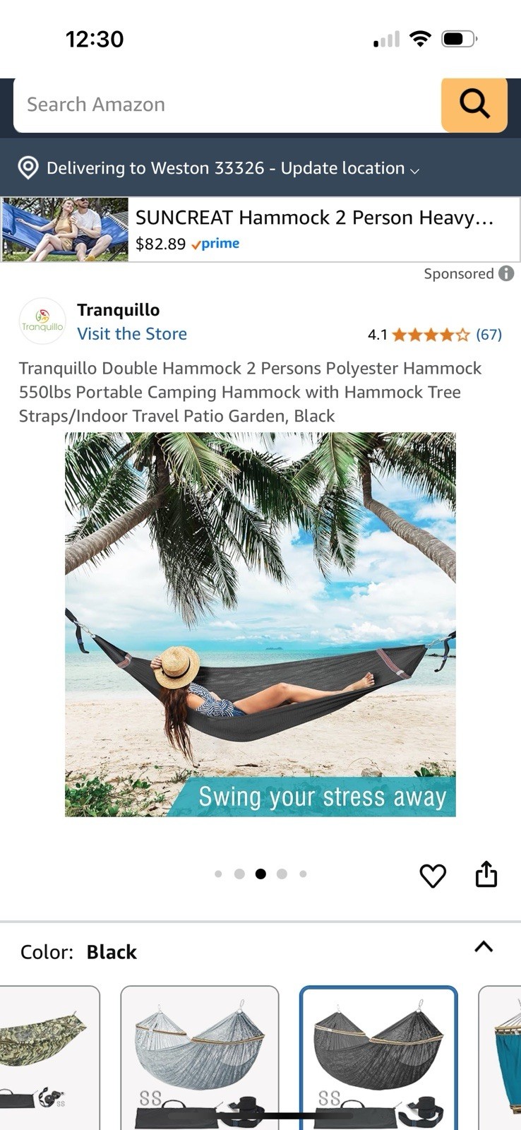 Tranquillo Double Hammock 2 Persons Polyester Hammock 550lbs Portable Camping