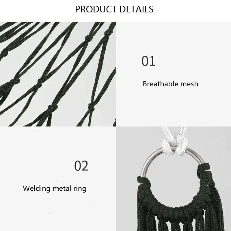 Nylon Rope Hammock Outdoor Sleeping Net Bed Portable Camping Garden Beach Yard