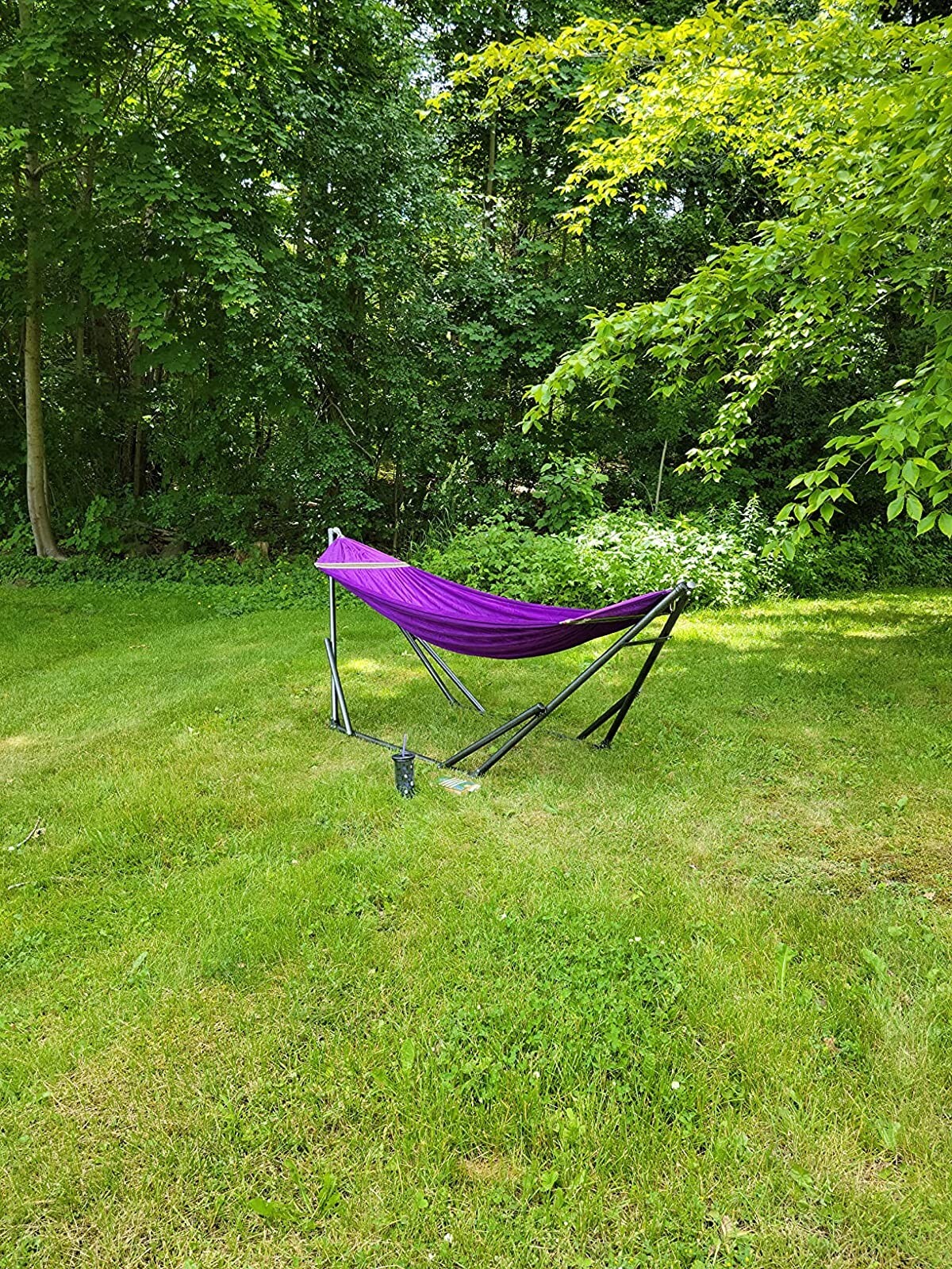 Polyester Hammock with Stand for 2 person with Carrying case Outdoor Patio, Blue