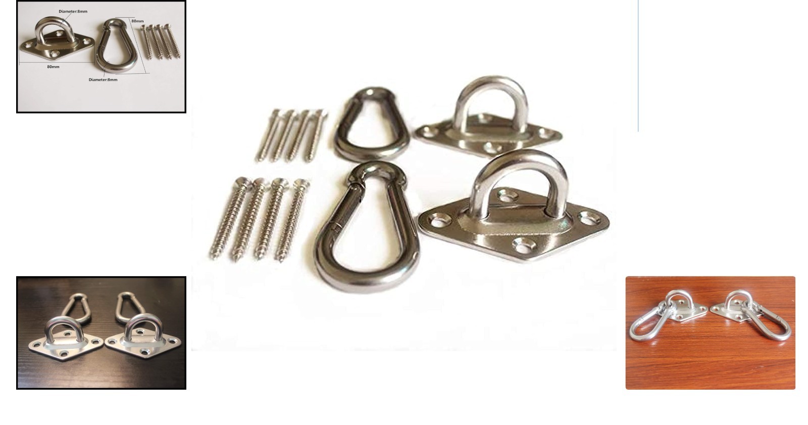 1000 lb Capacity Heavy Duty Hammock Hanging Kit – Durable Stainless Steel Hooks