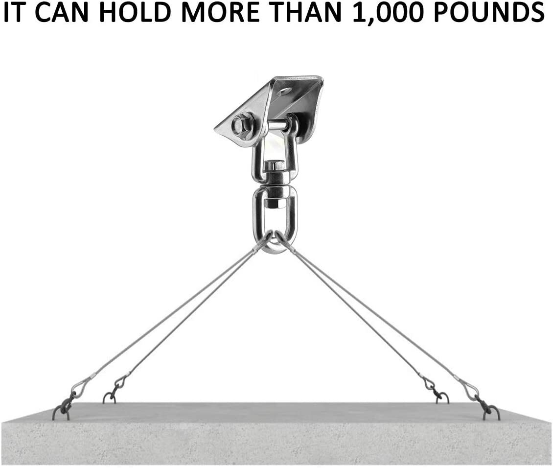 Kit para colgar hamaca, capacidad de 1000 lb, servicio pesado, rotación de 360 °