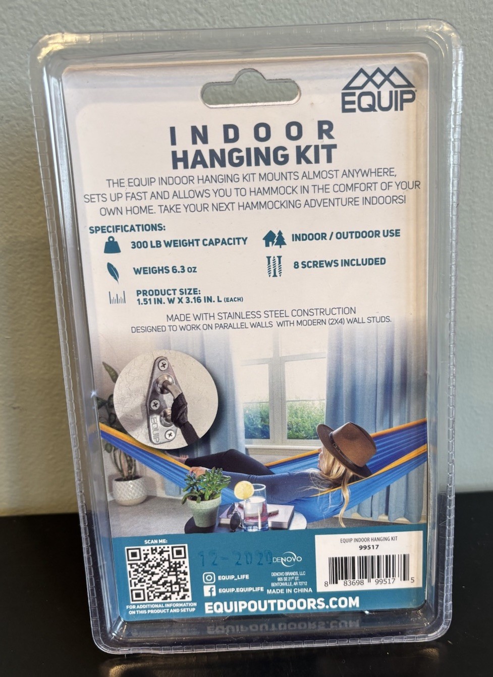 Equip Indoor Outdoor Hammock Hanging Kit 300 LB Max Stainless Steel Construction