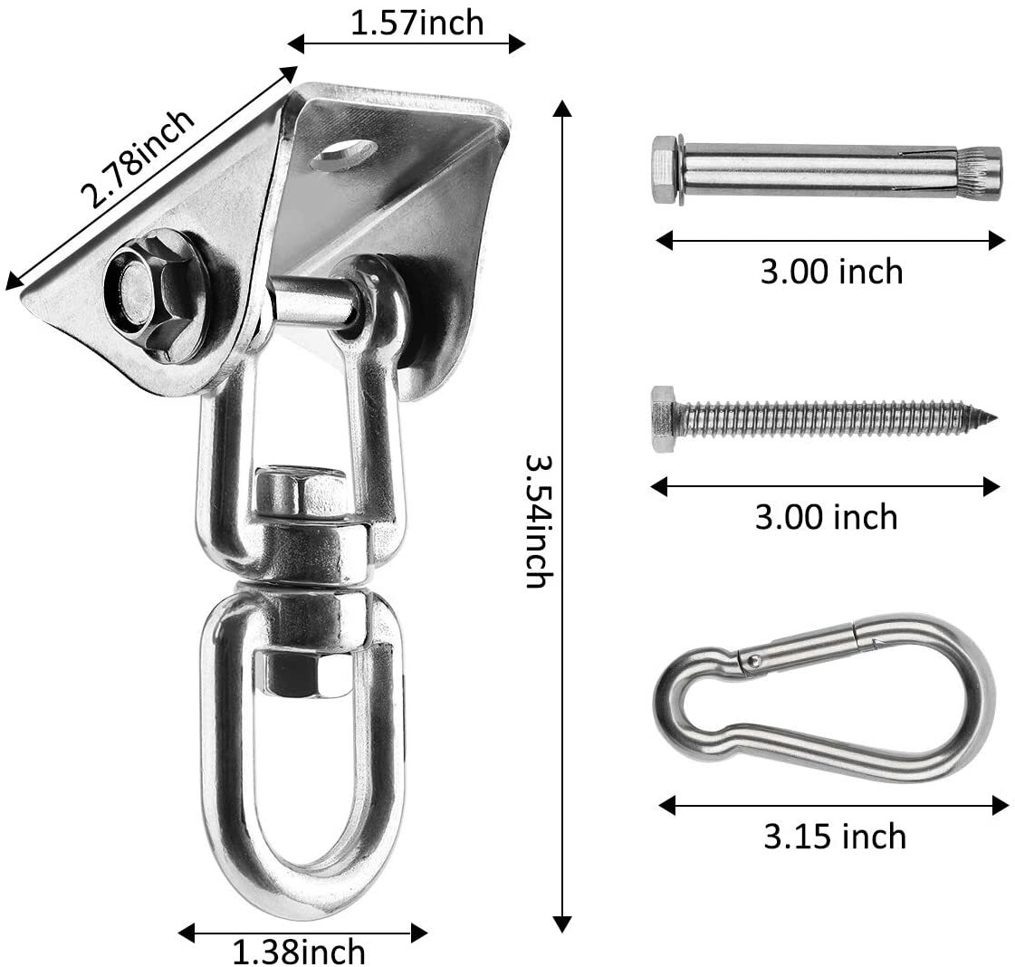 Kit para colgar hamaca, capacidad de 1000 lb, servicio pesado, rotación de 360 °