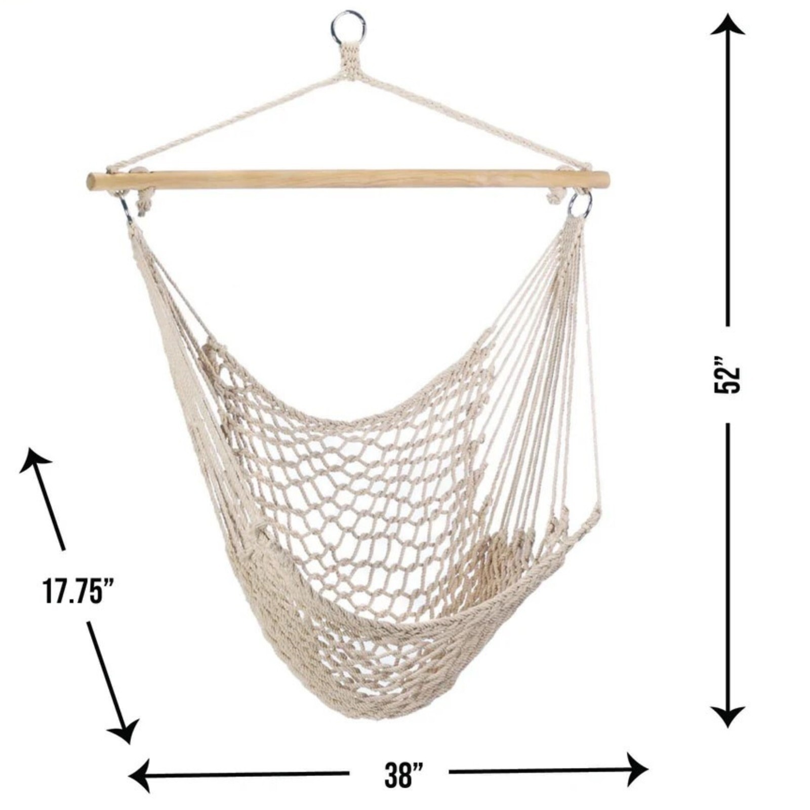 Hanging Swing Chair Hammock Rope Seat Indoor Outdoor Patio Porch Yard Cotton