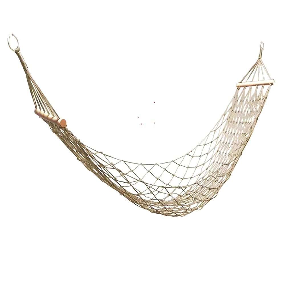 Hand-Woven Cotton Hammock with Wooden Spreader for Indoor/Outdoor Relaxing