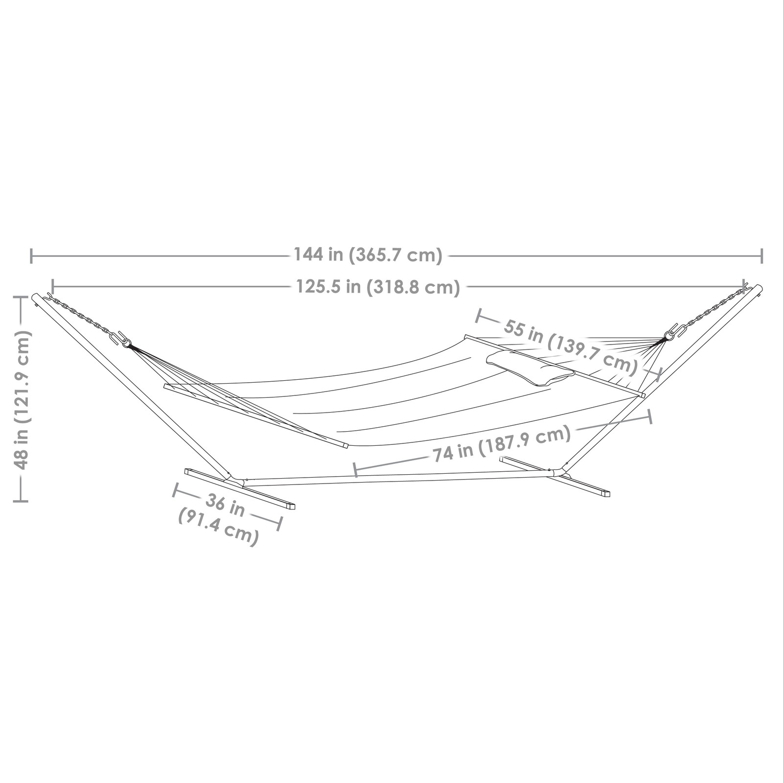 2-Person Quilted Fabric Hammock with Steel Stand – Catalina Beach by Sunnydaze