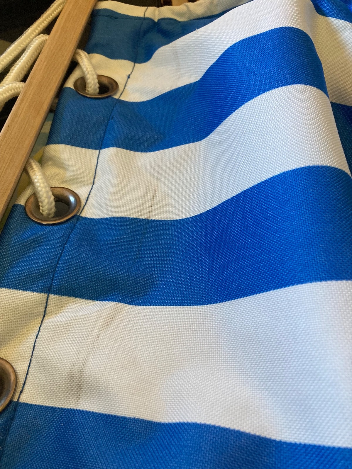 Backyard Hammock in Carry Bag Blue White Striped Polyester 67 x 24″