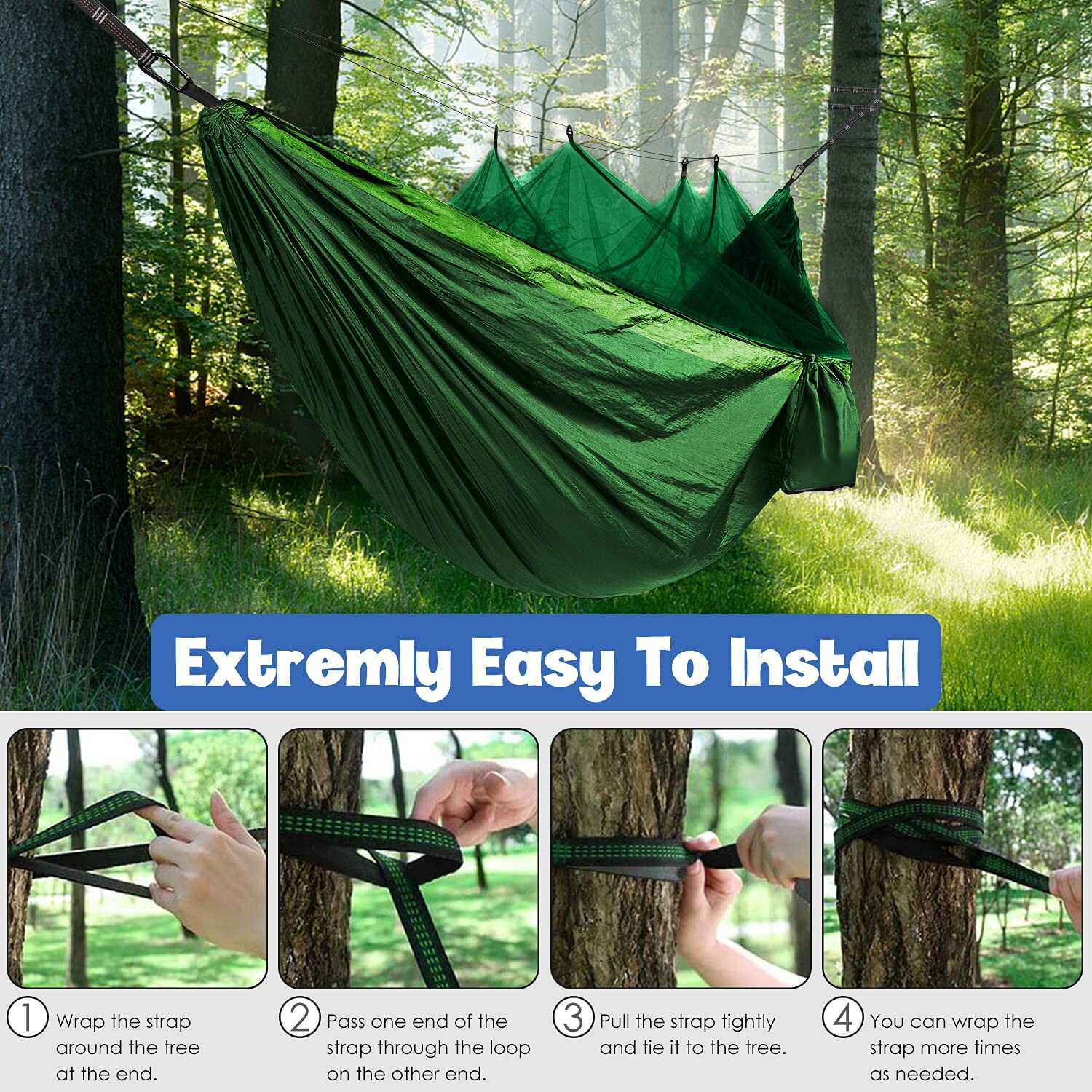 Camping Hammock, Double Person Hammock Tent with Mosquito Net Hanging Hammock