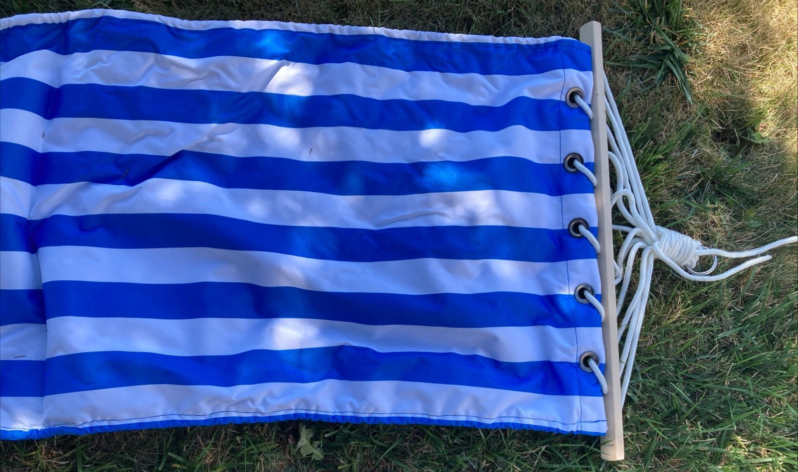 Backyard Hammock in Carry Bag Blue White Striped Polyester 67 x 24″