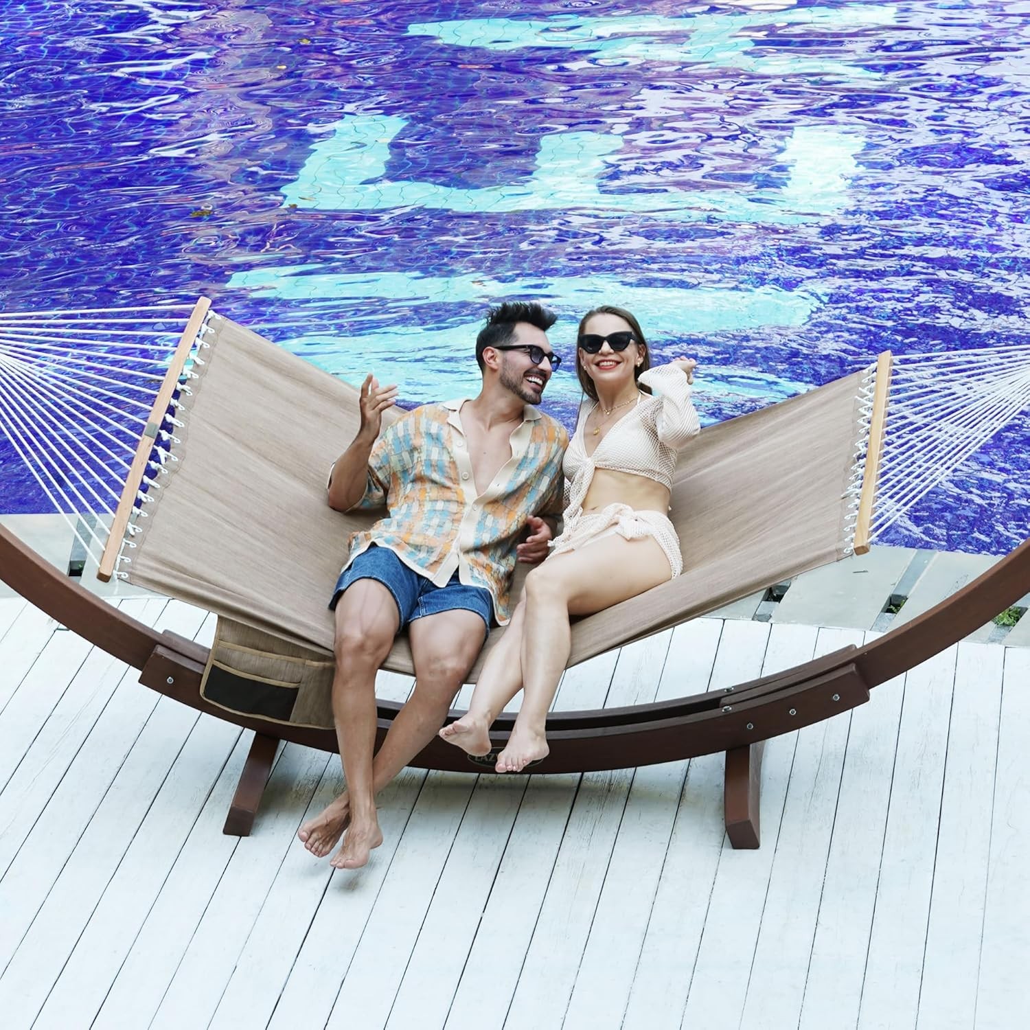 11 FT Double Outside Hammock Quick Dry Olefin Fabric Hammock W/ Spreader Bar
