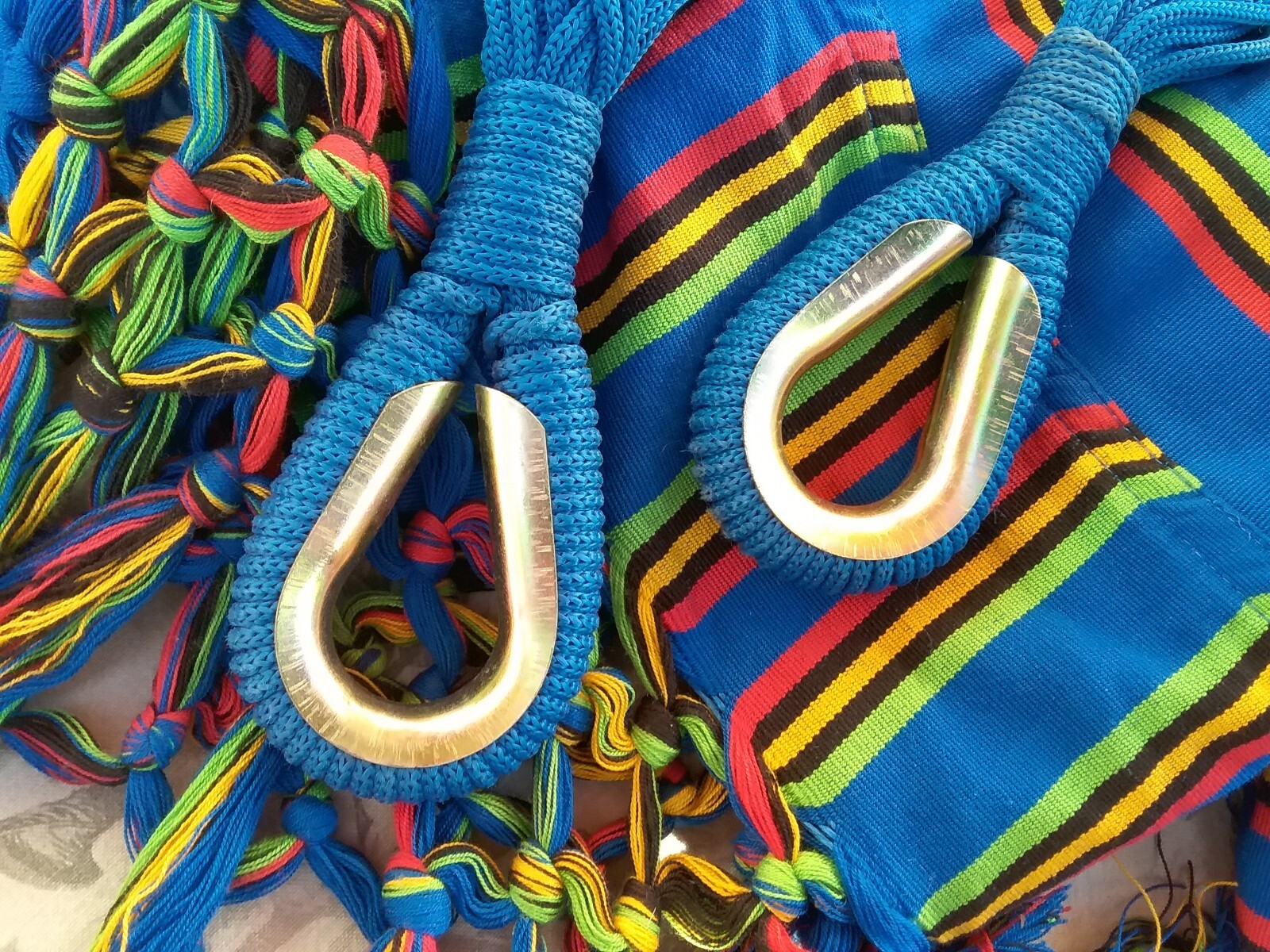 RORYTZX Hammock multicolor woven with fringe outdoor indoor blue red yellow exc
