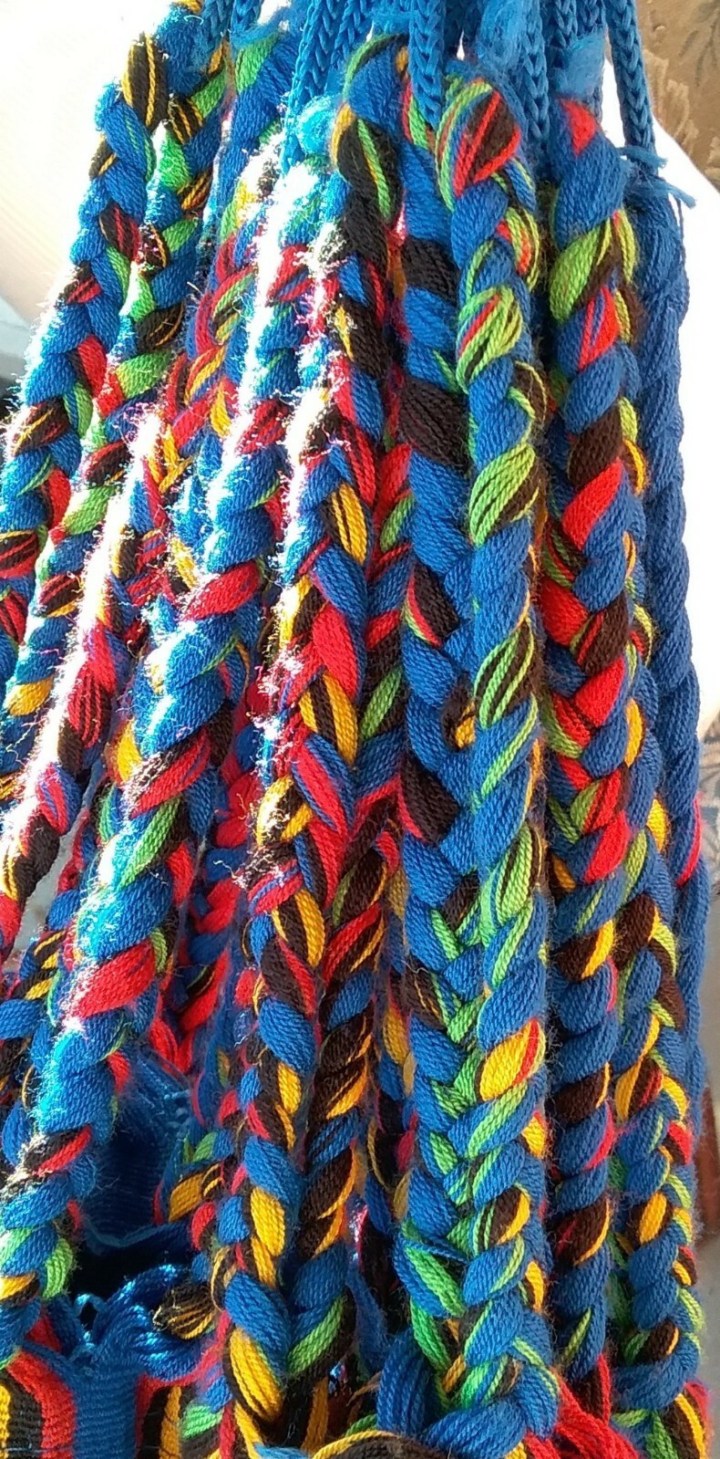RORYTZX Hammock multicolor woven with fringe outdoor indoor blue red yellow exc