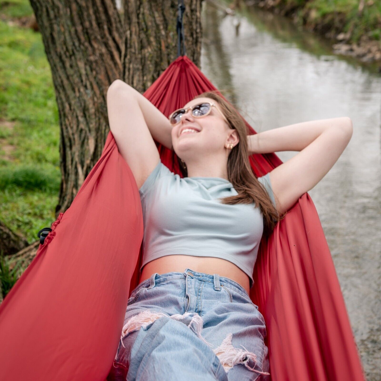 Person Tree/Travel Hammock Verdigris RED, BLUE, GREEN, 108″ L x 56″ W x .05″ H