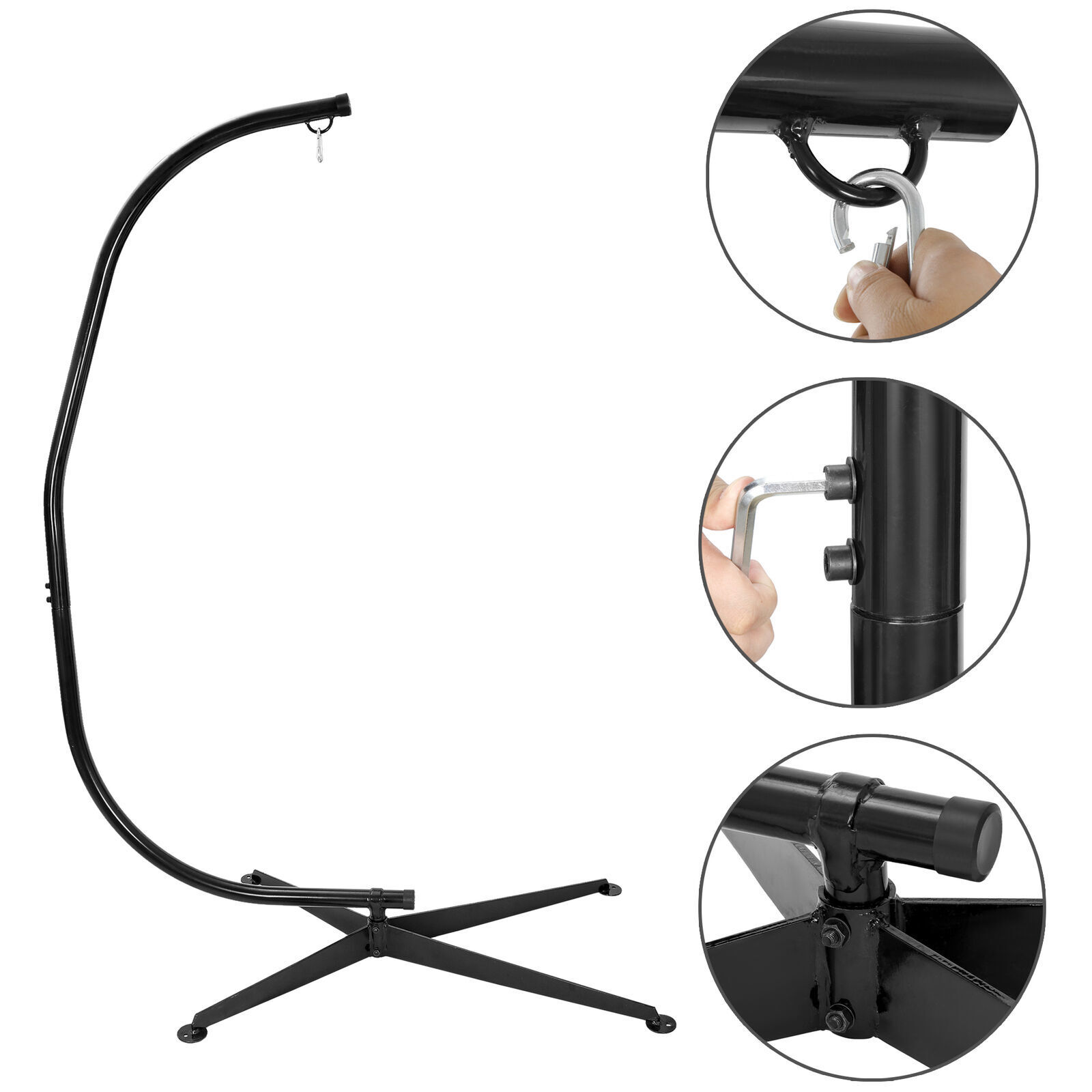 Steel Hammock C Stand Solid Frame Stand for Porch Swing Hammock Chair Heavy Duty