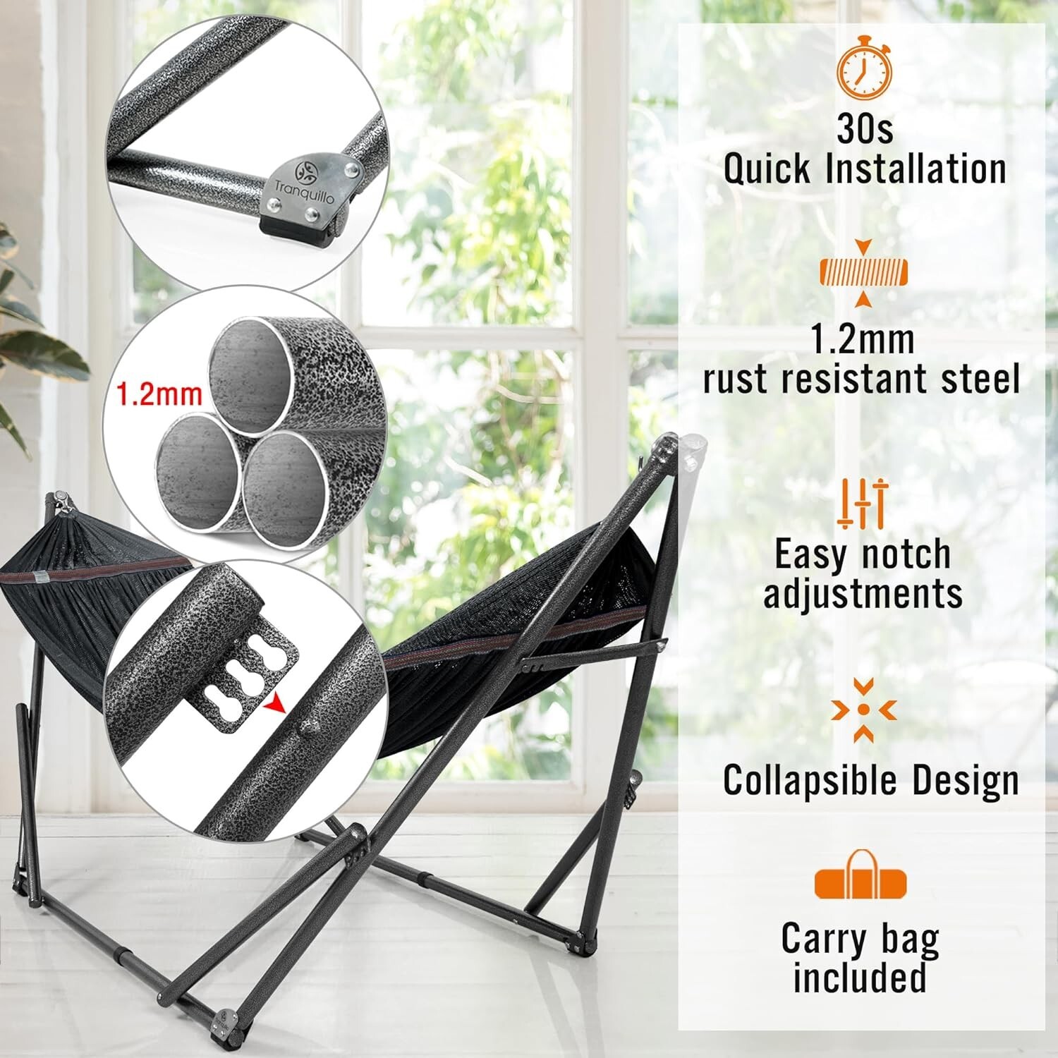 Hamaca Doble De Acero 2 Personas Con Soporte Base Para Patio Jardin Exterior New