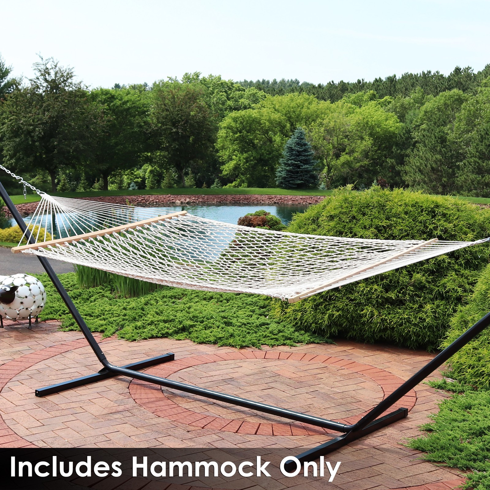 2-Person Cotton Rope Hammock with Spreader Bars – Natural by Sunnydaze