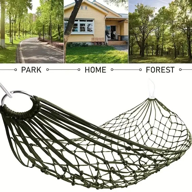 Nylon Rope Hammock Outdoor Sleeping Net Bed Portable Camping Garden Beach Yard