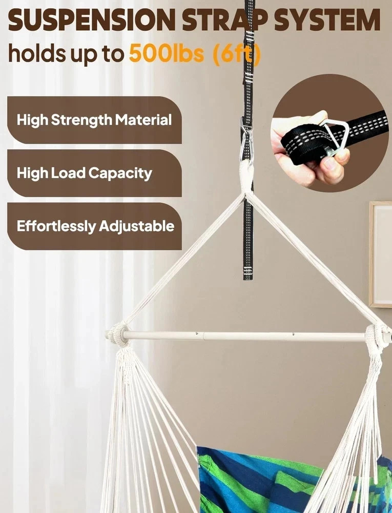 Chihee Hammock Chair Hanging Swing Max 500 Lbs 2 130x100cm, Blue Green