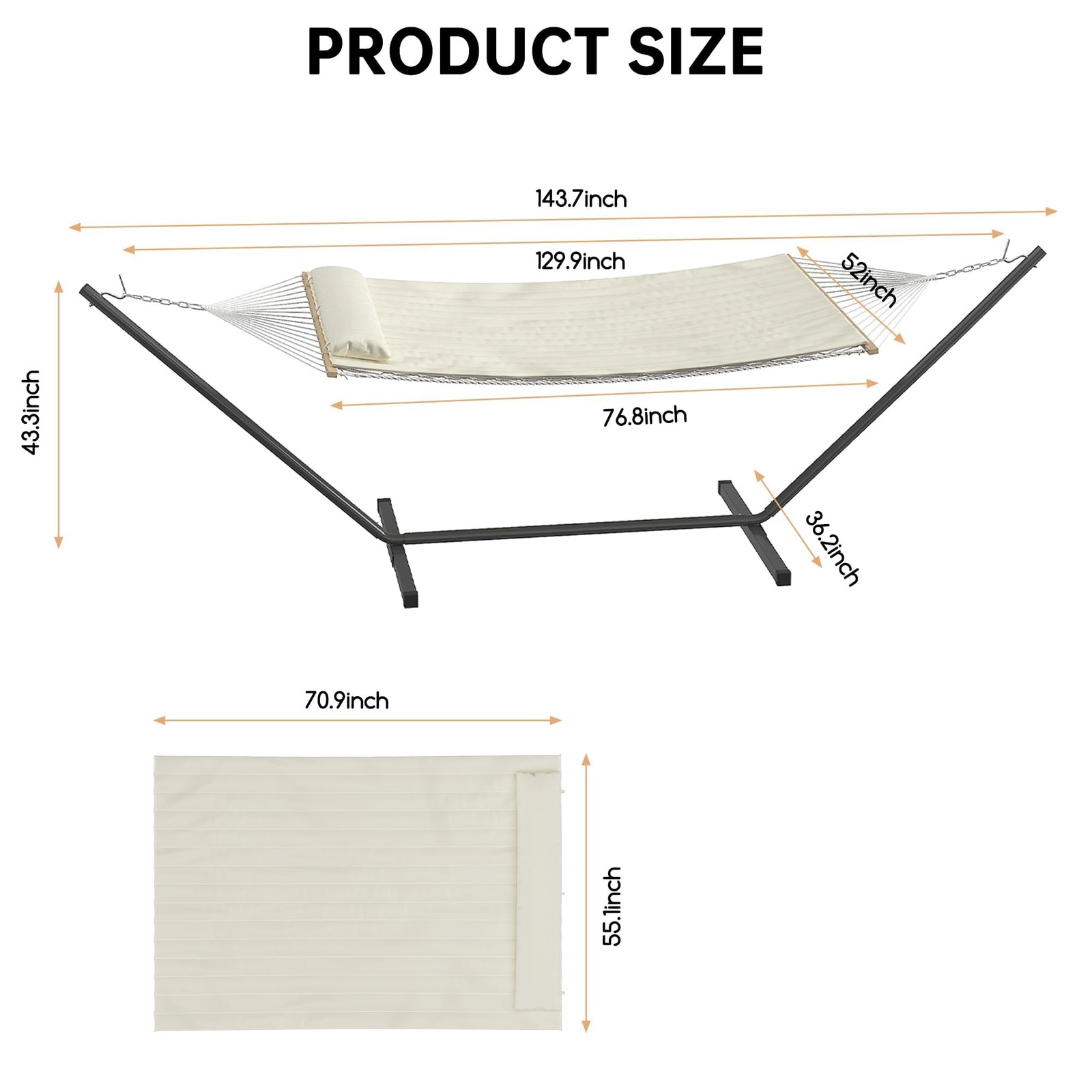 Heavy Duty Double Hammock with Stand – 450 Lbs Capacity Portable & Freestanding