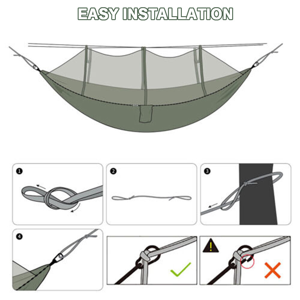 2 Person Outdoor Camping Hammock With Mosquito Net Portable Nylon Hanging Bed