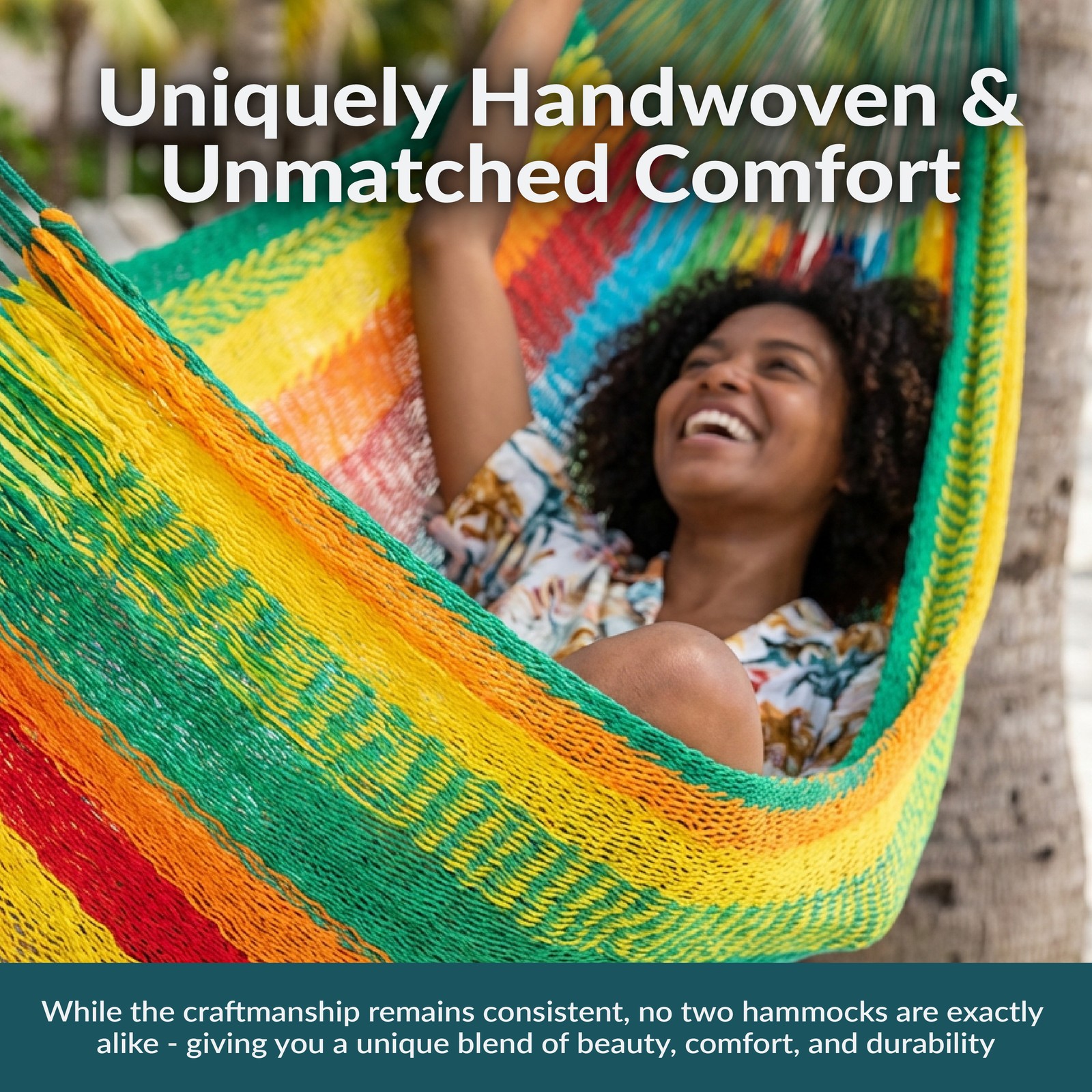 2-Person Cotton and Nylon Woven Fabric Hammock – Multi-Color by Sunnydaze
