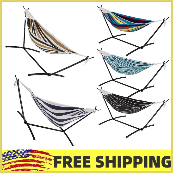 450 lbs Adjustable Portable Double Hammock Chair W/Steel Frame for Camping,Yard