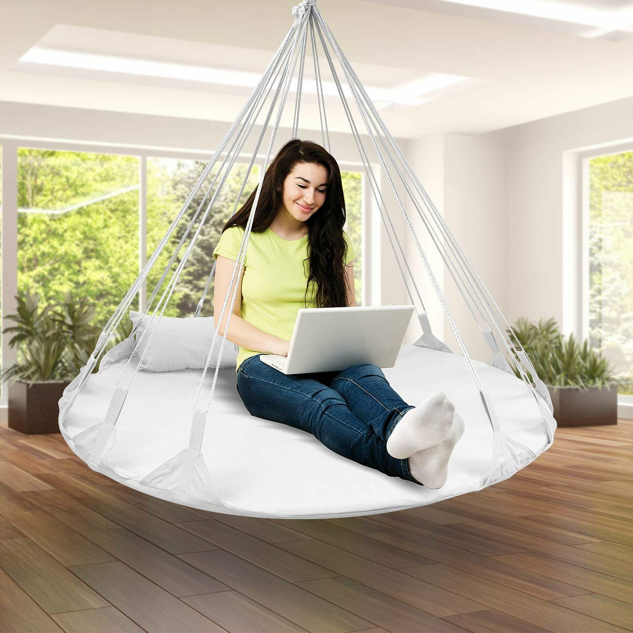 Sorbus Hanging Swing Nest Pillow, Double Hammock Daybed Saucer Style Lounger