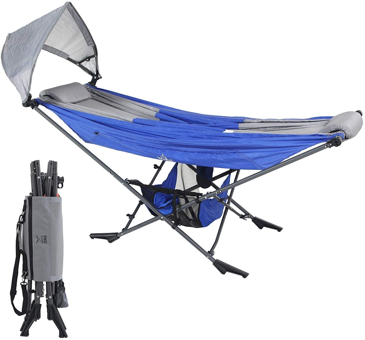 Camping Hammock With Stand Portable Folding Hammock For Outdoor Beach Blue