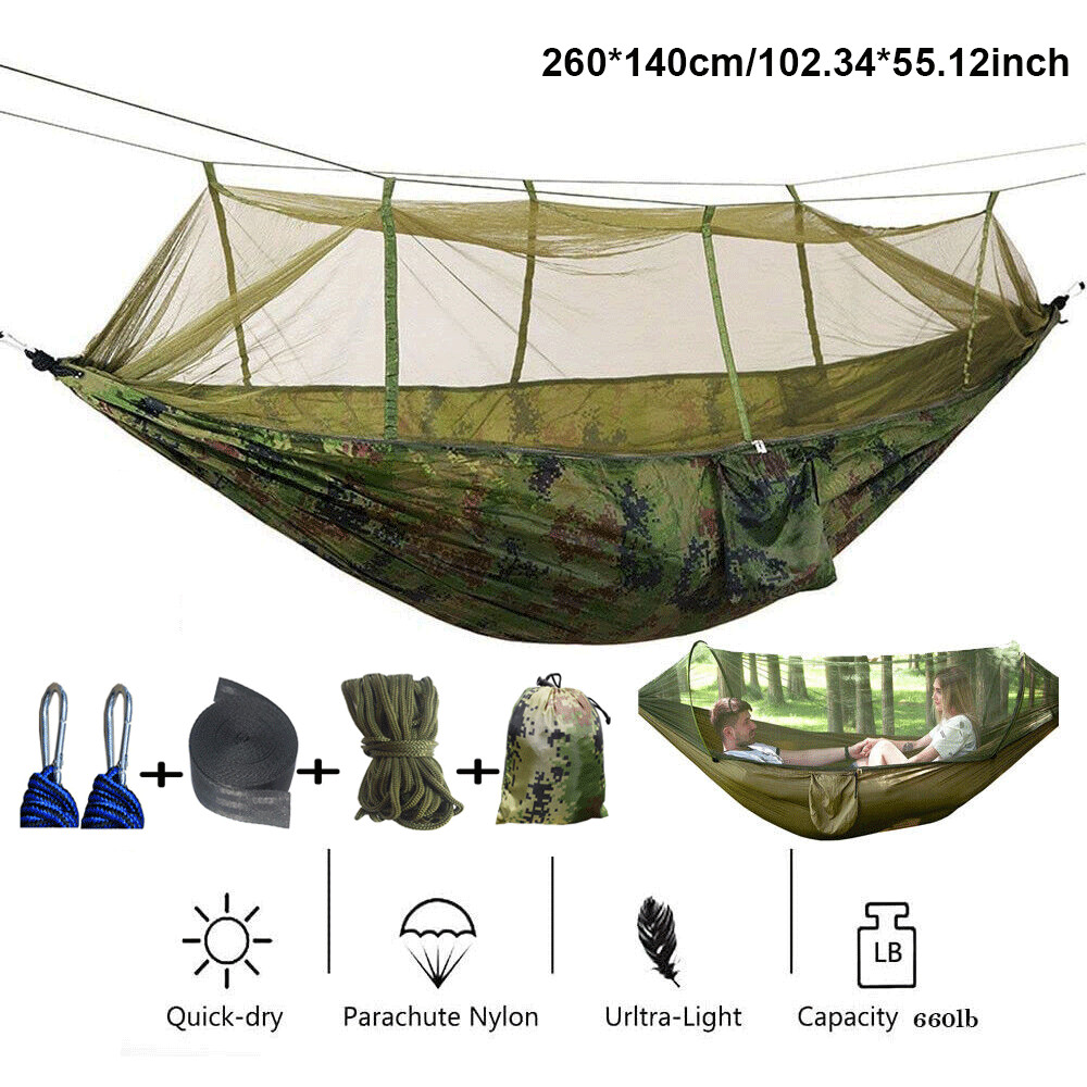 660lbs Portable Double Person Camping Hammock Tent with Mosquito Net Hanging Bed