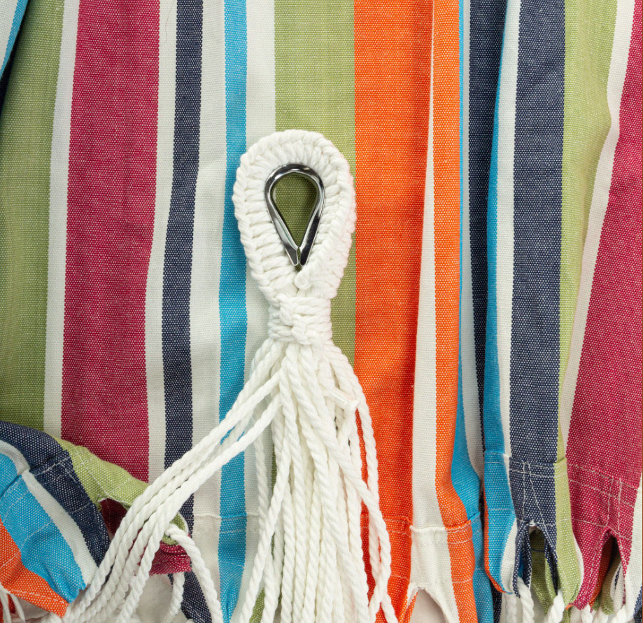 Key West Brazilian Polycotton Hammock w/ Stand Bag, Multicolor Stripe 450lb