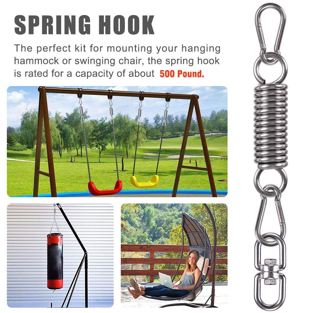 Hammock Chair Hanging Kit Swing Spring Hardware, Heavy Duty Suspension Swivel…