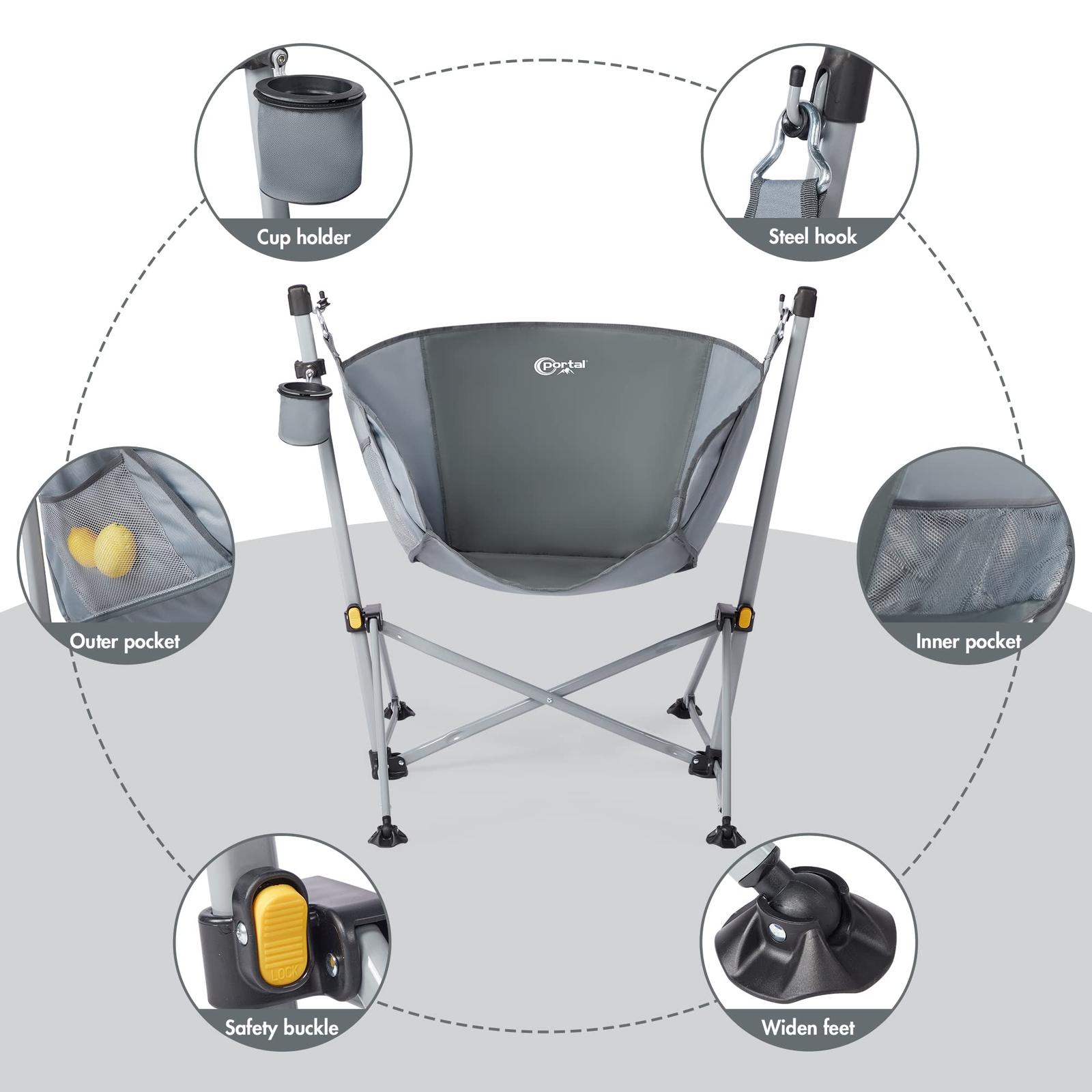 Large Hammock Camping Chair Folding Rocking Chairs Portable Swinging Chair Wide