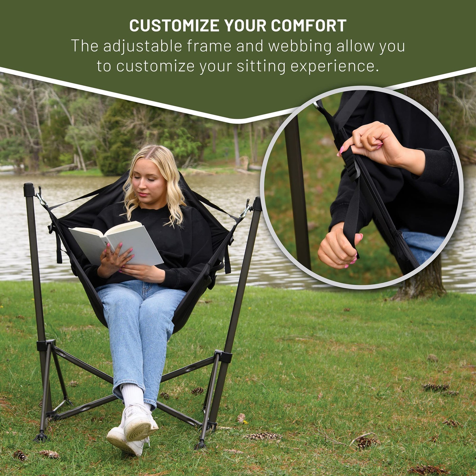 Portable Hammock Camping Chair, Padded Folding Swing Hammock Chair with Stand…