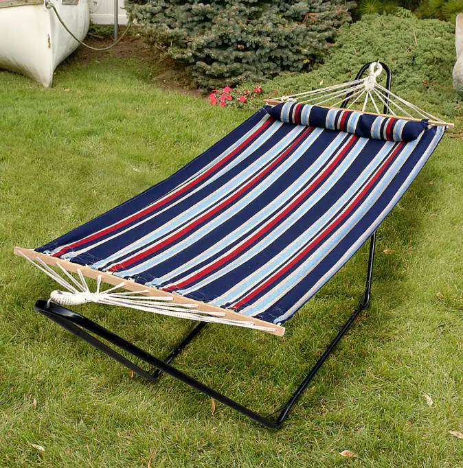 Bliss Hammocks Caribbean Hammock with Pillow and Hardware, 48″ Wide, Patriot