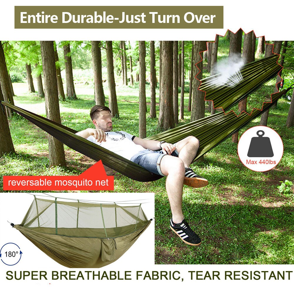 Camping Hammock Tent Mosquito Net Set 2 Person Sun Cover Rainproof Hanging Bed