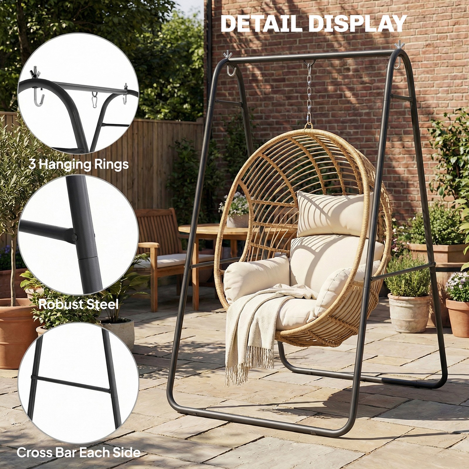 Hammock Chair Stand, Hanging Chair Stand Only, 330 LBS, Black