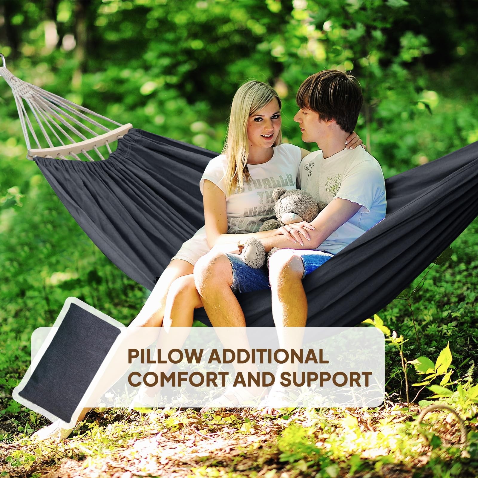 Cotton Hammock Large Soft Breathable Camping Hammock Holds Up to 660lbs Porta…