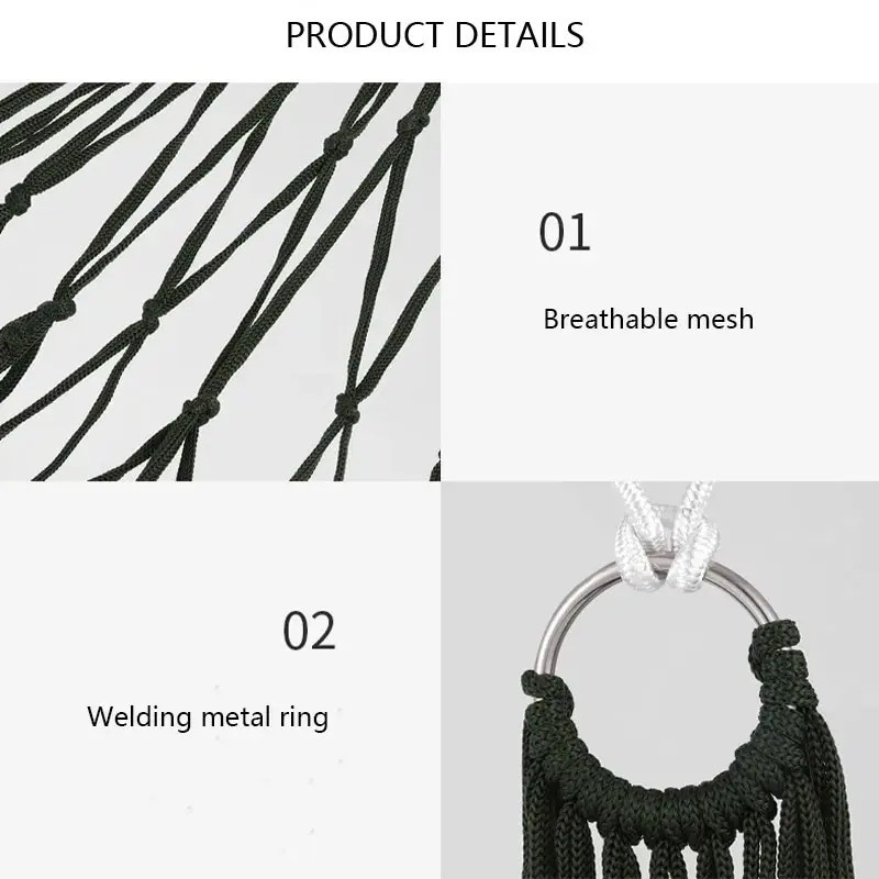 Nylon Rope Hammock Outdoor Sleeping Net Bed Portable Camping Garden Beach Yard